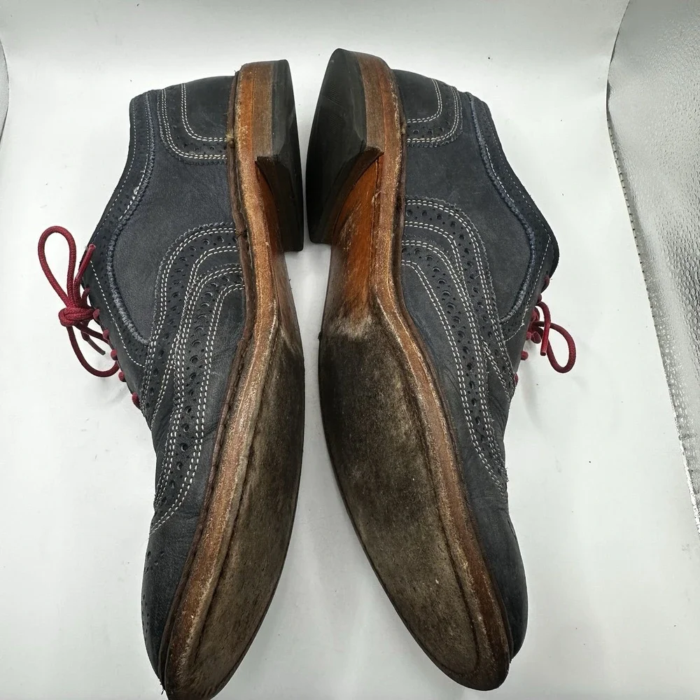 Allen Edmonds Neumok Blue Leather Wingtip Oxfords Dress Shoes Size 10.5 D 4065